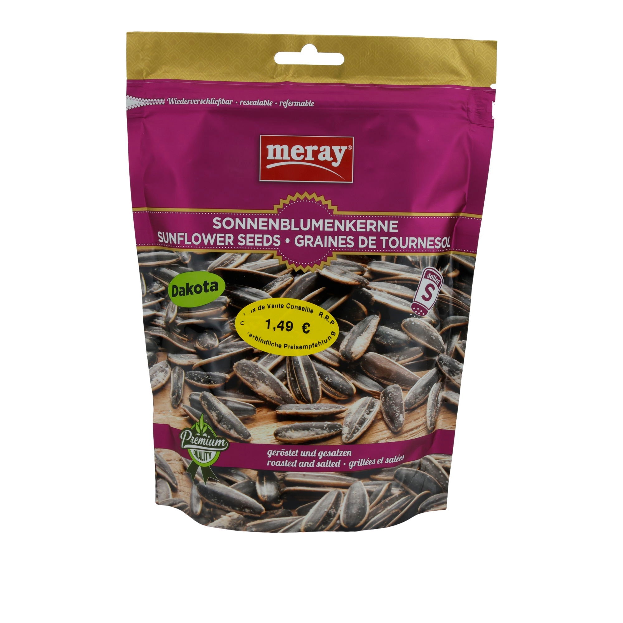 Sonnenblumenkerne Dakota Meray | Geröstet und gesalzen | Für den Snack-Genuss | 125 g MERAY
